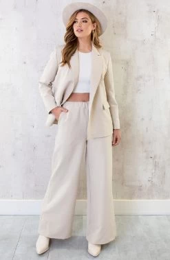 Oversized Blazer Dames Beige -Kleding Promotie Winkel Oversized Dames Pak Beige 3 1 586x900 3