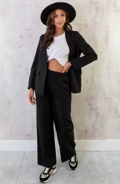 Palazzo Pants Dames Zwart -Kleding Promotie Winkel Oversized Dames Pak Zwart 7 586x900 2