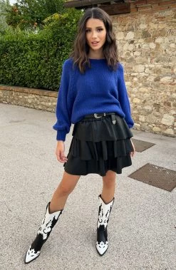 Cowboyboots Zwart Wit -Kleding Promotie Winkel Oversized Gebreide Trui Kobalt 7 586x900 1