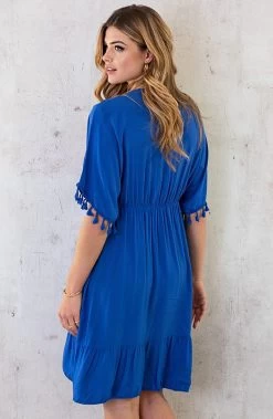 Oversized Jurk Gouden Detail Kobalt -Kleding Promotie Winkel Oversized Jurk Gouden Detail Kobalt 1 586x900 1