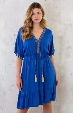 Oversized Jurk Gouden Detail Kobalt -Kleding Promotie Winkel Oversized Jurk Gouden Detail Kobalt 5 586x900 1