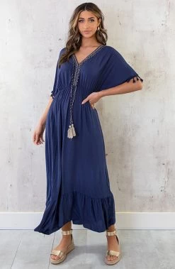Oversized Jurk Gouden Detail Maxi Marine -Kleding Promotie Winkel Oversized Jurk Gouden Detail Maxi Marine 2 586x900 1