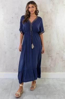 Musthave Deal Oversized Jurk Gouden Detail Maxi -Kleding Promotie Winkel Oversized Jurk Gouden Detail Maxi Marine 4 586x900 3