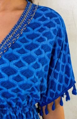 Oversized Jurk Gouden Detail Print Kobalt -Kleding Promotie Winkel Oversized Jurk Gouden Detail Print Kobalt 586x900 1