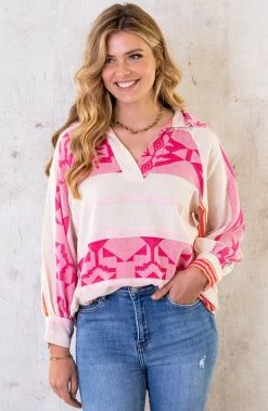 Oversized Kelim Blouse Pink -Kleding Promotie Winkel Oversized Kelim Blouse Pink 3 586x900 1