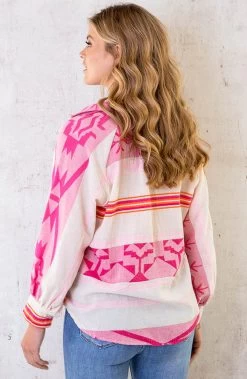 Oversized Kelim Blouse Pink -Kleding Promotie Winkel Oversized Kelim Blouse Pink 5 586x900 1