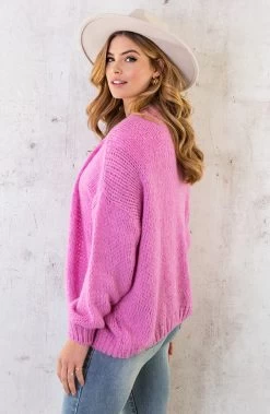 Oversized Knitted Vest Candy Pink -Kleding Promotie Winkel Oversized Knitted Vest Candy Pink 5 586x900 4