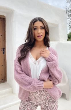 Oversized Knitted Vest Dust Roze -Kleding Promotie Winkel Oversized Knitted Vest Dust Roze 5 586x900 1