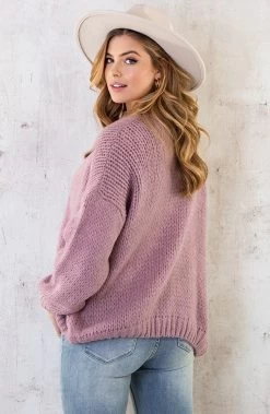 Oversized Knitted Vest Dust Roze -Kleding Promotie Winkel Oversized Knitted Vest Dust Roze 5 586x900 2