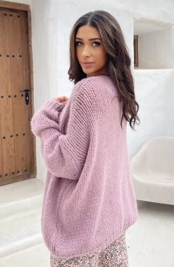Oversized Knitted Vest Dust Roze -Kleding Promotie Winkel Oversized Knitted Vest Dust Roze 7 586x900 1
