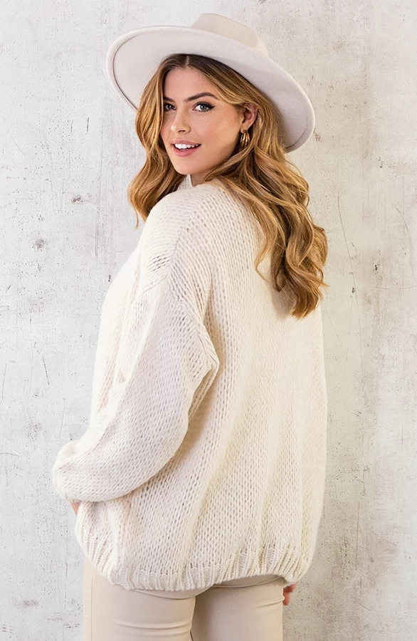 Oversized Knitted Vest Ecru 13 Oversized Knitted Vest Ecru - Afbeelding 11