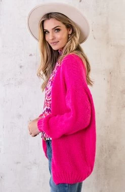 Oversized Knitted Vest Fuchsia -Kleding Promotie Winkel Oversized Knitted Vest Fuchsia 3 586x900 1