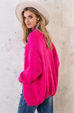 Oversized Knitted Vest Fuchsia