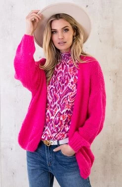 Oversized Knitted Vest Fuchsia -Kleding Promotie Winkel Oversized Knitted Vest Fuchsia 6 586x900 1