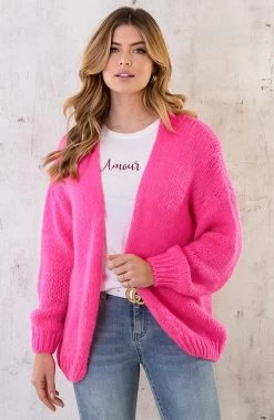 Oversized Knitted Vest Neon Pink -Kleding Promotie Winkel Oversized Knitted Vest Neon Pink 1 1 586x900 1