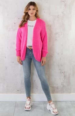 Oversized Knitted Vest Neon Pink -Kleding Promotie Winkel Oversized Knitted Vest Neon Pink 5 1 586x900 1