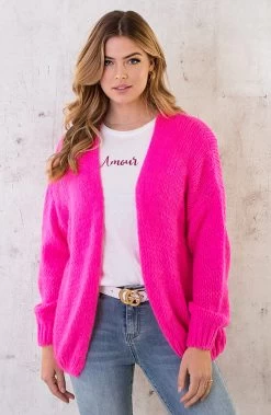 Amour Top Magenta -Kleding Promotie Winkel Oversized Knitted Vest Neon Pink 7 586x900 1