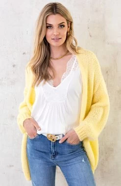 Oversized Knitted Vest Soft Yellow