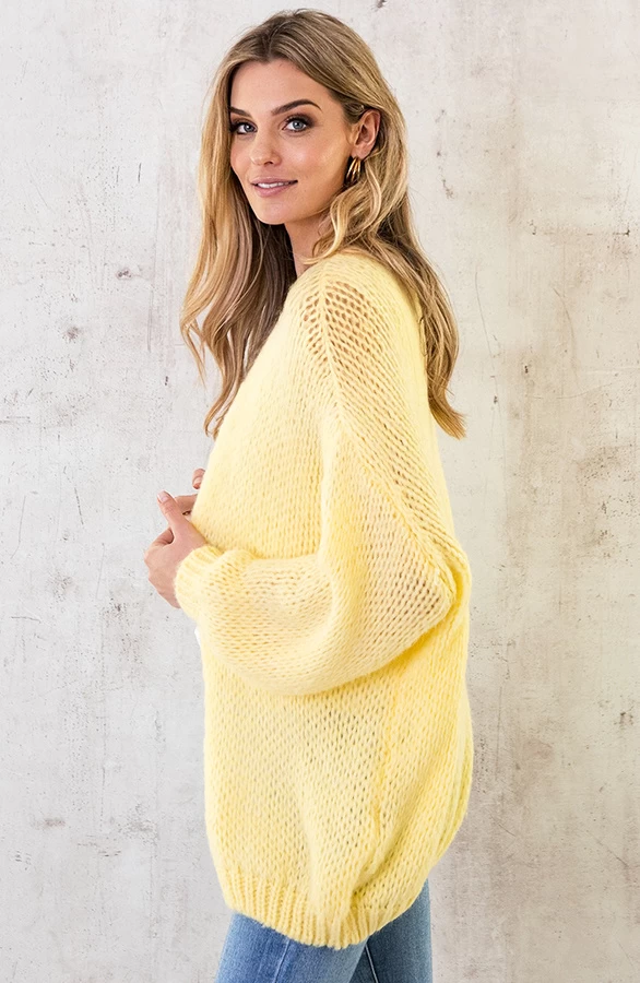Oversized Knitted Vest Soft Yellow 6 Oversized Knitted Vest Soft Yellow - Afbeelding 4
