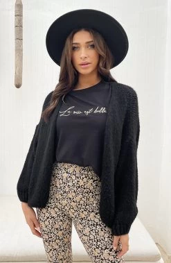 Oversized Knitted Vest Zwart