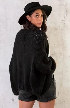 Oversized Knitted Vest Zwart -Kleding Promotie Winkel Oversized Knitted Vest Zwart 2 586x900 3