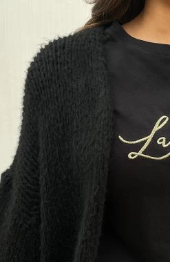 Oversized Knitted Vest Zwart -Kleding Promotie Winkel Oversized Knitted Vest Zwart close 586x900 1