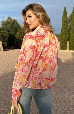 Oversized Leaves Blouse Fuchsia -Kleding Promotie Winkel Oversized Leaves Blouse Fuchsia 1 586x900 1