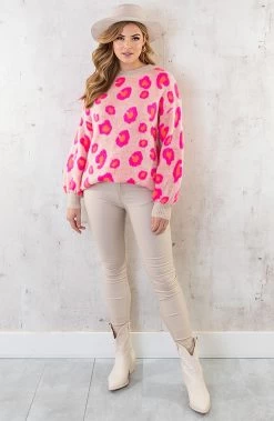 Oversized Leopard Trui Beige -Kleding Promotie Winkel Oversized Leopard Trui Beige 3 586x900 1