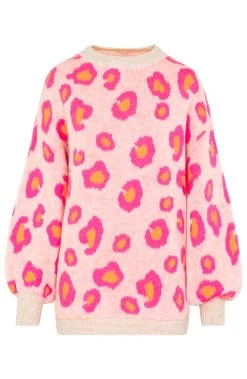 Oversized Leopard Trui Beige -Kleding Promotie Winkel Oversized Leopard Trui Beige 586x900 2