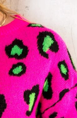 Oversized Leopard Trui Fuchsia -Kleding Promotie Winkel Oversized Leopard Trui Fuchsia 586x900 1