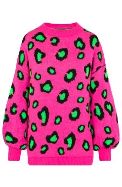Oversized Leopard Trui Fuchsia -Kleding Promotie Winkel Oversized Leopard Trui Fuchsia 586x900 2
