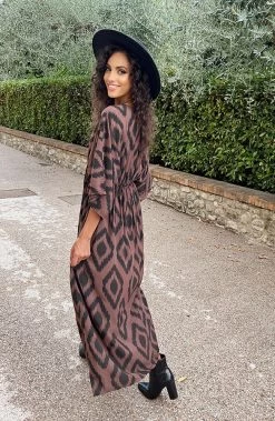 Oversized Print Jurk Choco -Kleding Promotie Winkel Oversized Print Jurk Choco 3 586x900 1