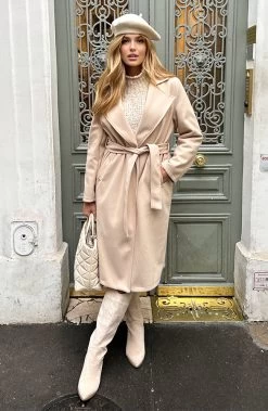 Suede High Boots Beige -Kleding Promotie Winkel Oversized Strik Jas Beige 2 1 586x900 1