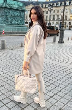 Oversized Stripe Coat Beige -Kleding Promotie Winkel Oversized Stripe Coat Beige 2 586x900 1