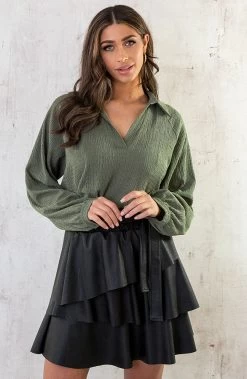 Oversized Venice Blouse Army -Kleding Promotie Winkel Oversized Venice Blouse Army 4 586x900 1
