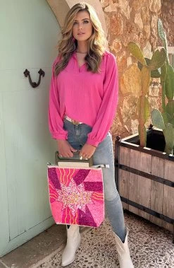 Oversized Venice Blouse Fuchsia -Kleding Promotie Winkel Oversized Venice Blouse Fuchsia 6 586x900 1