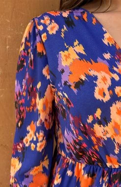 Overslag Print Jurk Kobalt -Kleding Promotie Winkel Overslag Print Jurk Kobalt close 586x900 1