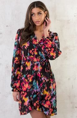 Overslag Print Jurk Multicolor -Kleding Promotie Winkel Overslag Print Jurk Multicolor 1 586x900 2