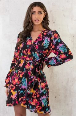 Overslag Print Jurk Multicolor -Kleding Promotie Winkel Overslag Print Jurk Multicolor 4 586x900 2