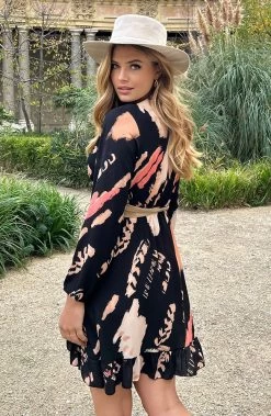 Exclusive Deal Overslag Print Jurk Zwart Beige 15 Exclusive Deal Overslag Print Jurk Zwart Beige -Kleding Promotie Winkel Overslag Print Jurk Zwart Beige 4 586x900 3