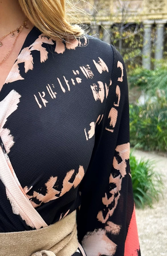 Exclusive Deal Overslag Print Jurk Zwart Beige 10 Exclusive Deal Overslag Print Jurk Zwart Beige - Afbeelding 8