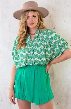 Overslag Skort Bright Green -Kleding Promotie Winkel Overslag Skort Bright Green 2 586x900 2