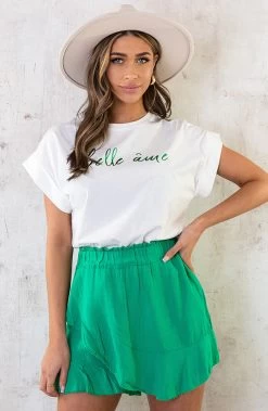 T-shirt Belle Ame Bright Green -Kleding Promotie Winkel Overslag Skort Bright Green 4 586x900 1