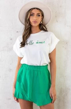 T-shirt Belle Ame Bright Green -Kleding Promotie Winkel Overslag Skort Bright Green 5 586x900 1