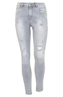 Pailletten Jeans High Waist Damaged Grey -Kleding Promotie Winkel Pailletten Jeans High Waist Damaged Grey 586x900 1