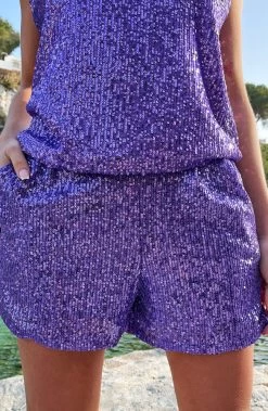 Pailletten Shorts Lila