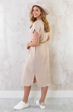 Palermo Pocket Jurk Beige -Kleding Promotie Winkel Palermo Pocket Jurk Beige 1 586x900 2