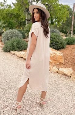 Palermo Pocket Jurk Beige -Kleding Promotie Winkel Palermo Pocket Jurk Beige 5 586x900 1