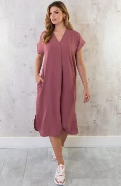 Palermo Pocket Jurk Dust Roze -Kleding Promotie Winkel Palermo Pocket Jurk Dust Roze 2 586x900 2