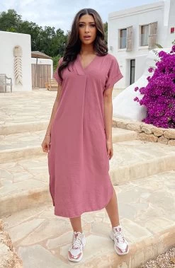 Palermo Pocket Jurk Dust Roze -Kleding Promotie Winkel Palermo Pocket Jurk Dust Roze 3 586x900 1